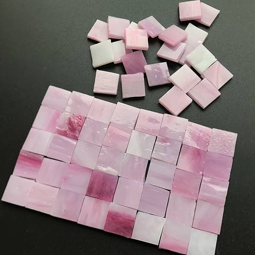 51pcs pink and white glass mosaic tiles for diy crafts home decor s and coasters marbled pattern square shape wall murals desk lamps and handmade tiles decorative tiles glossy tiles