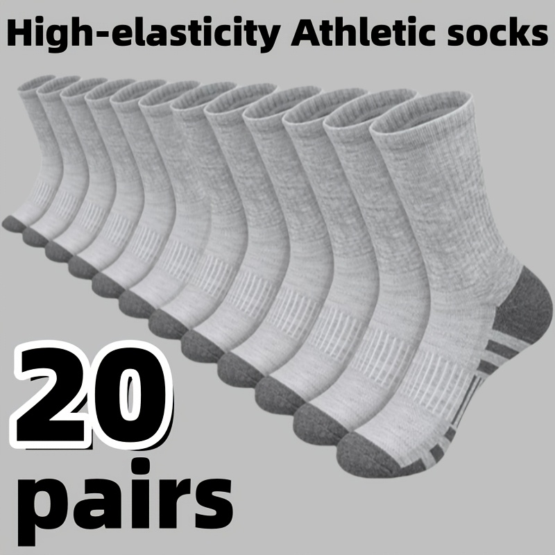 TEMU 20 Pairs Plus Size High Elastic Sports Socks, Random Colors - 168- Knitting Technique, Socks For Men, Socks For Women, Sports Socks For Spring,
