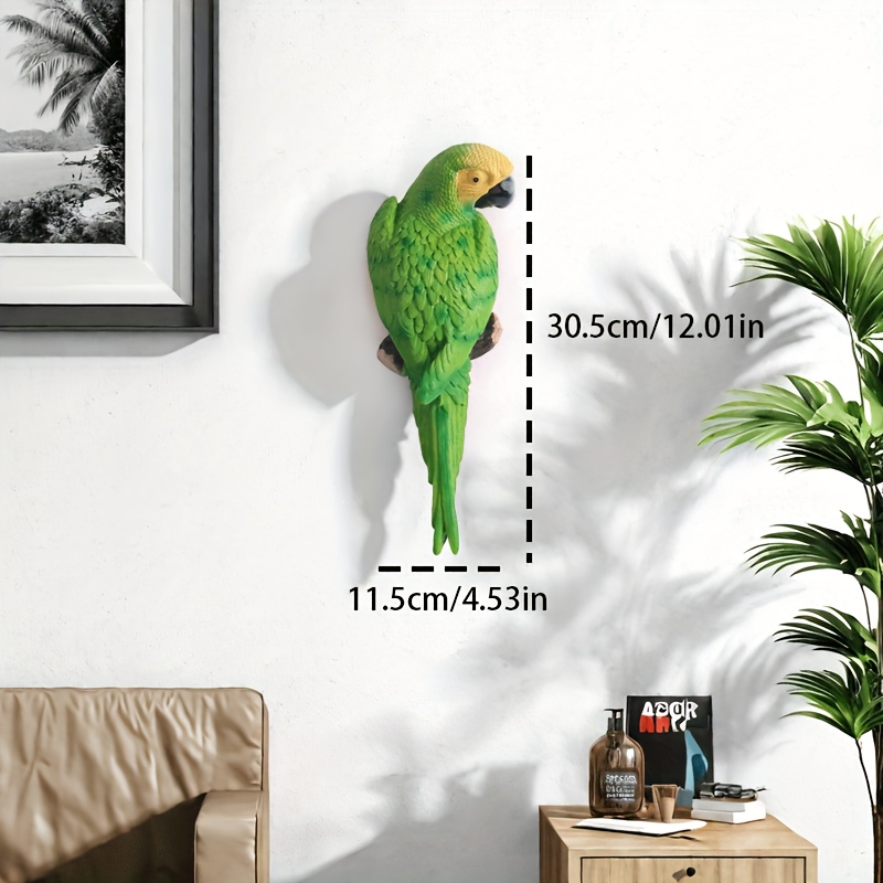 Image of 1pc - 3d Parrot Wall Art Statue - Lifelike Resin Sculpture For And Bird Enthusiasts, Perfect For Home Decor, Valentine’s Day Gift, Or A Tropical Touch To Any Room
