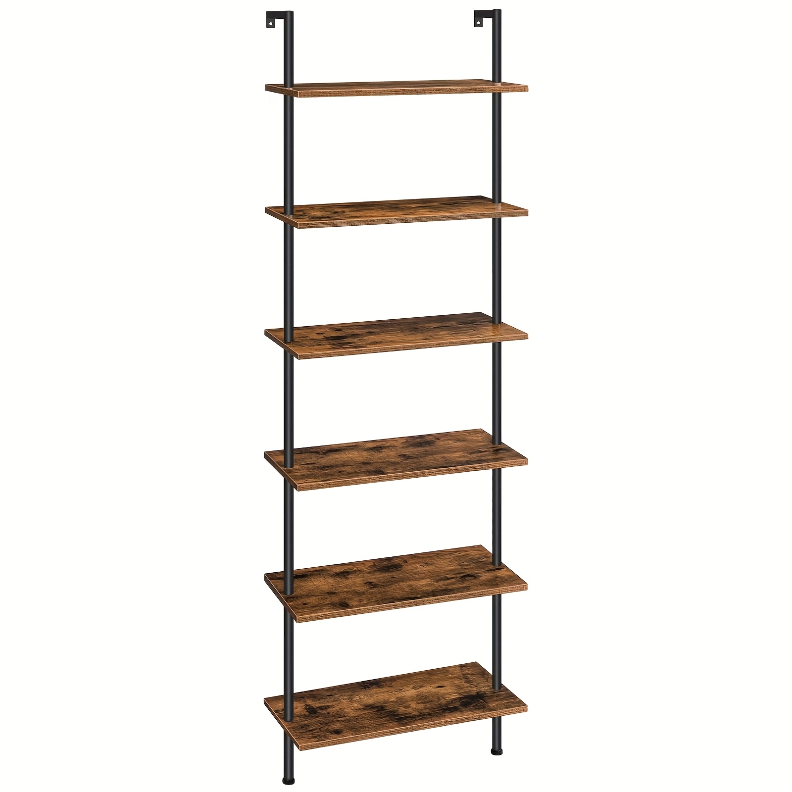 Image of 6-tier Bookshelf, Industrial Style Bookshelf With Sturdy Metal Frame And Stable Plates, Suitable For Home Office And Living Room, Dark Brown