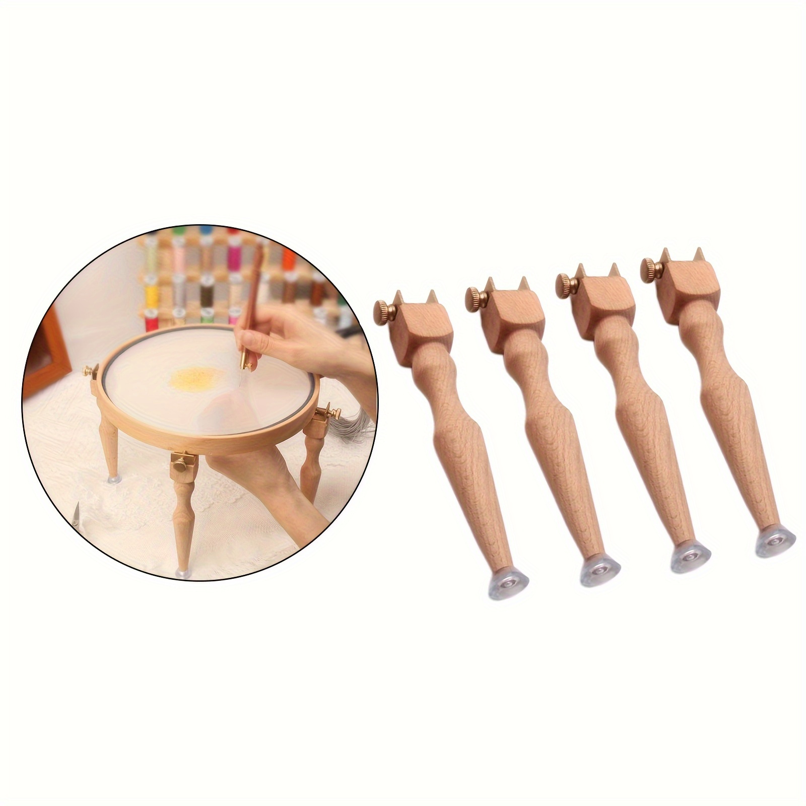 

4pcs Wooden Embroidery Hoop Stand Legs, Adjustable Height, Sewing Tool Replacement Legs For Embroidery Frame