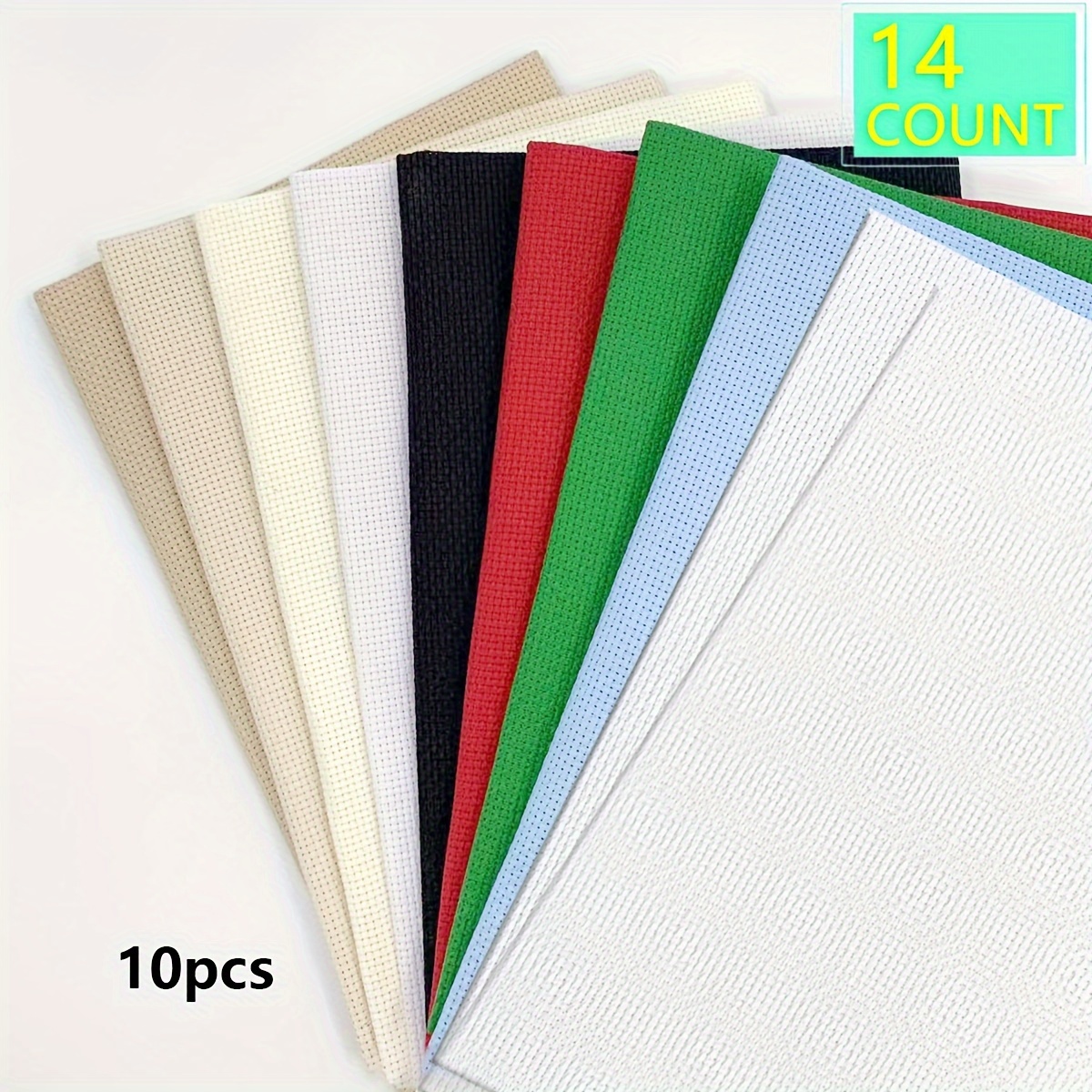 

10-pack Assorted Color Aida Cloth 14 Count Stitch Fabric, Precut 5.9 X 5.9 Inch, Embroidery Craft Material For Beginners, Kids, Diy Projects - Washable, Set