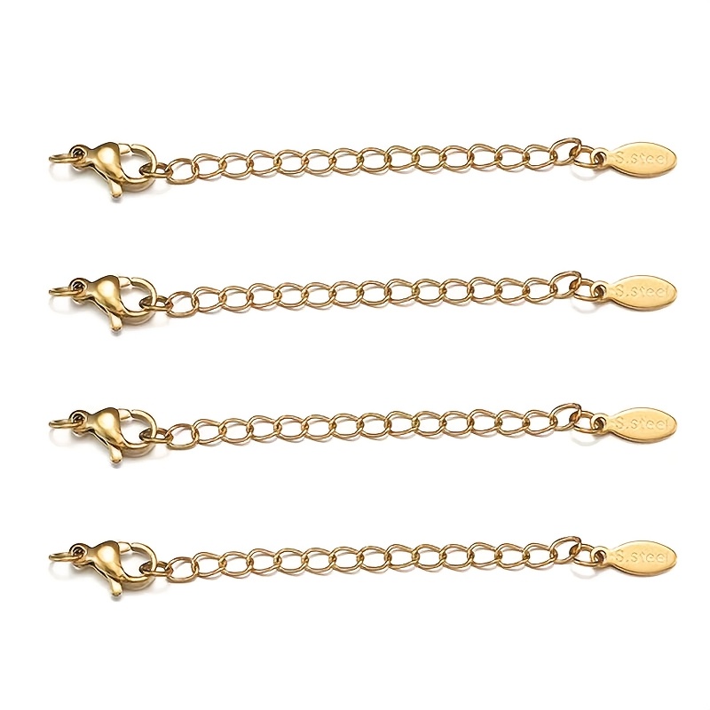 TEMU Juego de 13 piezas de cadena extensora de collar de acero inoxidable, pulsera, tobillera, para extensión de collares, para hacer joyas,
