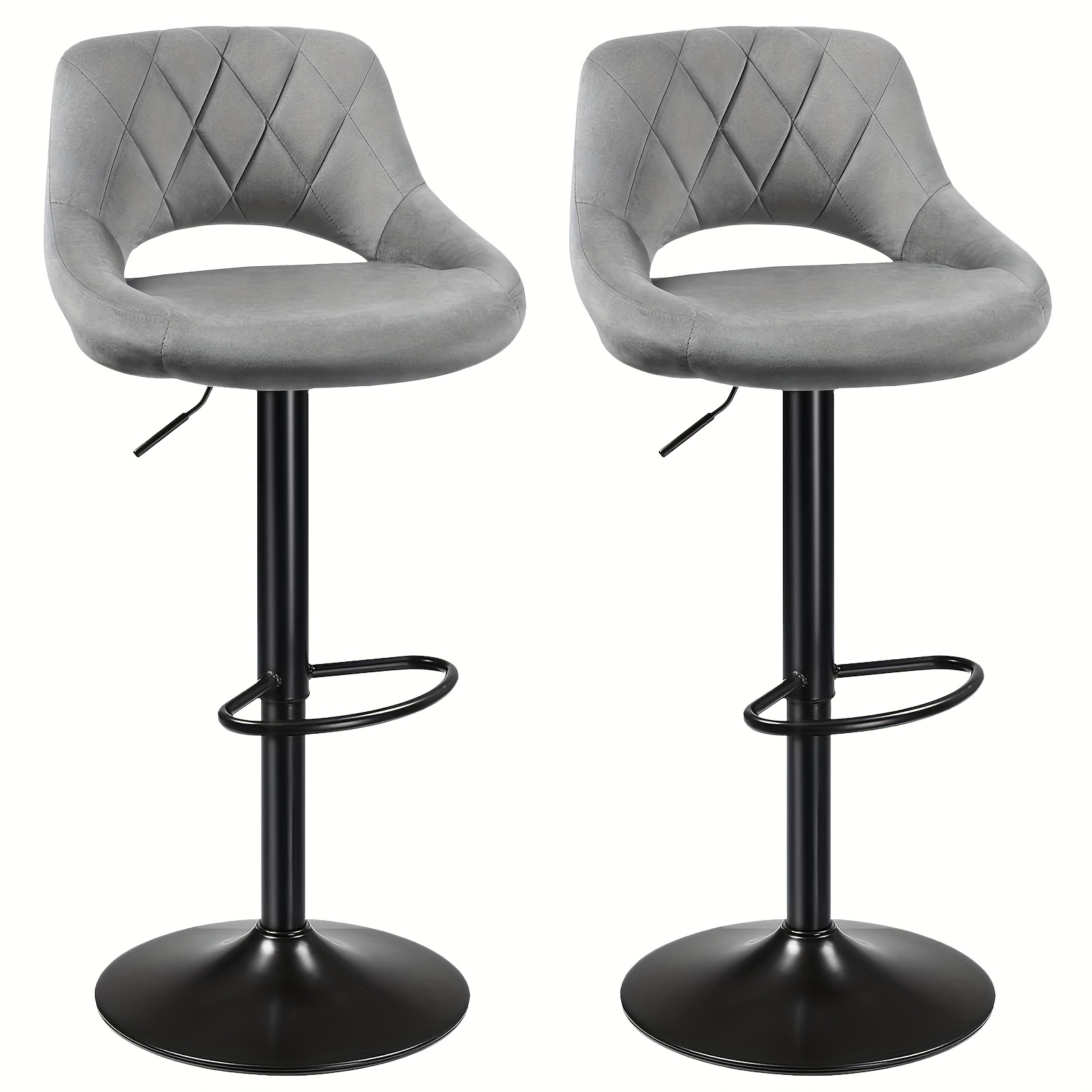 2pcs Commercial Stools - Swivel Adjustable Height Counter Stools With Metal Legs For Kitchen Island, Cafe