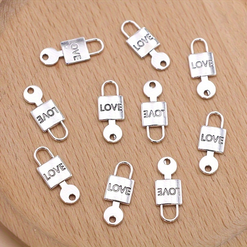 

10pcs Silver Plated Lock And Key Charms Love Pendants For Jewelry Making Diy Necklace Bracelet Earrings Key Chain Accessories Valentine's Day Gift