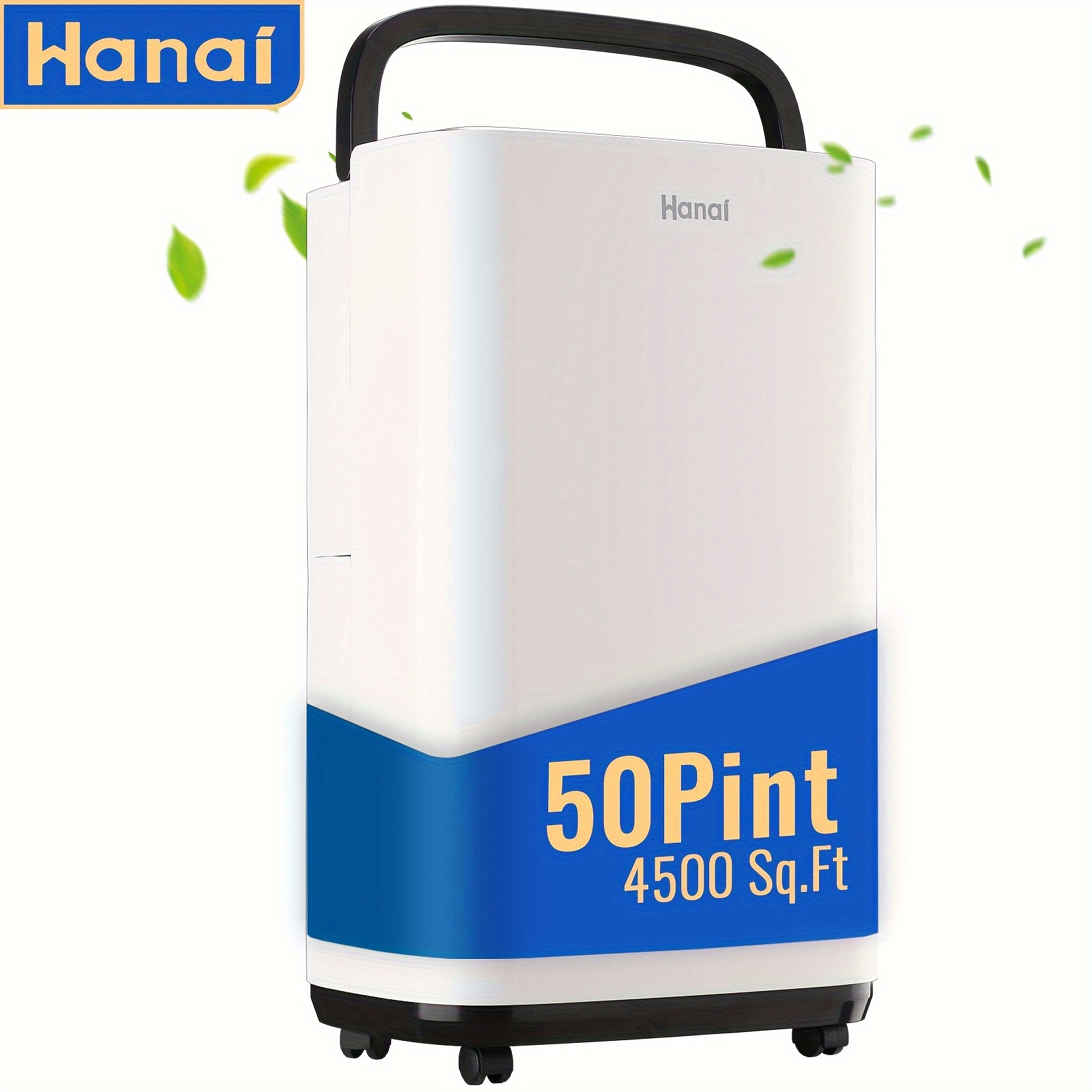 TEMU Wanai 50 Pins Dehumidifier Ideal For Bedrooms Bathrooms Basements Garages 4500 Sq Ft Quiet Dehumidifier High-efficiency Dehumidifier With Touch Panel, Multiple Mode Options, Universal Wheel White
