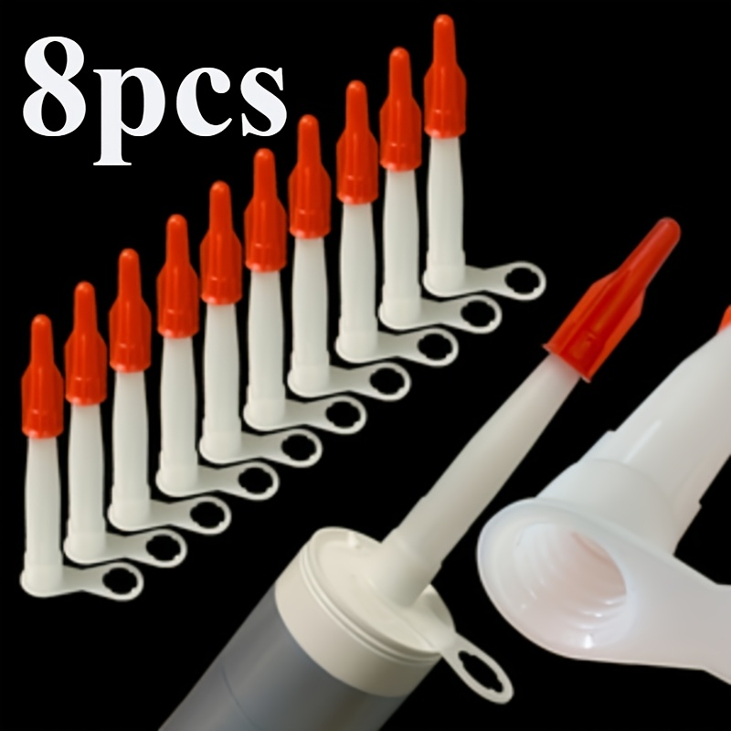TEMU Lot de 8 tubes d'extension de de mastic avec cache, de mastic avec bouchon d'étanchéité, d'extension de mastic en plastique rouge - et
