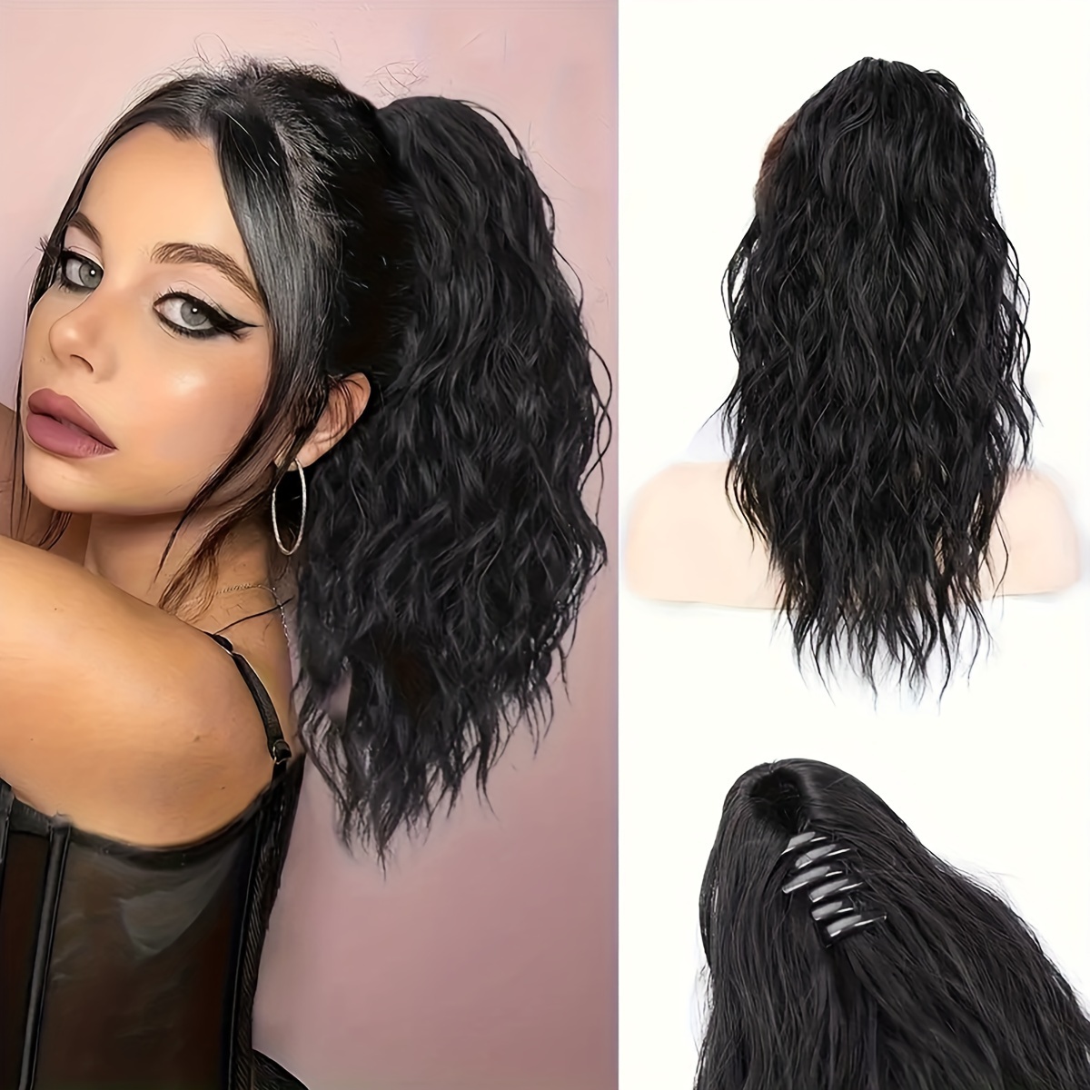 Wavy Ponytail Extension Claw Clip Synthetic 16\