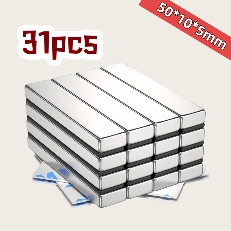 

Xiongchuci 31pcs Aimants Disques Forts, 50x10x5mm Aluminium-Nickel-Cobalt, Bande Incluse, Carrés Métalliques Anti-Rouille et Anti-Rayures pour , et la Décoration