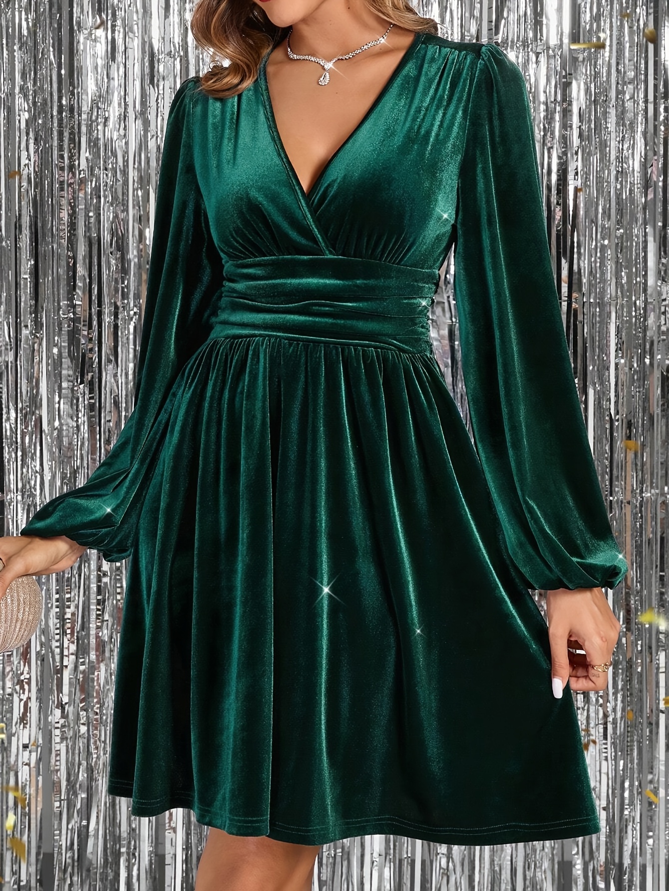 slim fit dress slacks Loose fit soft velvet tunic dress with pockets