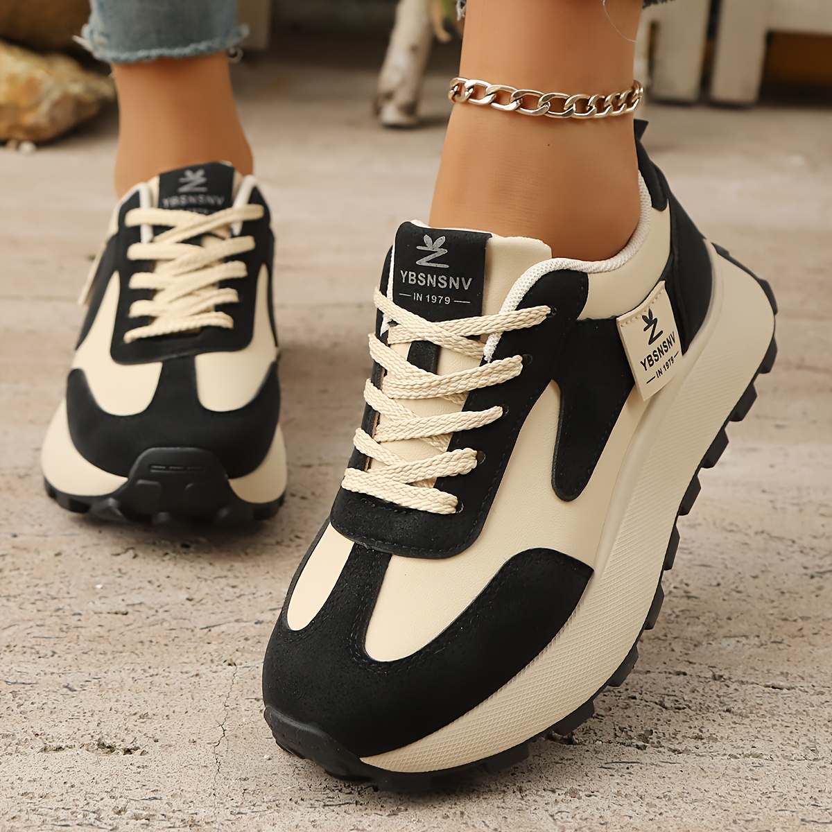 womens chunky platform sneakers retro tennis running walking