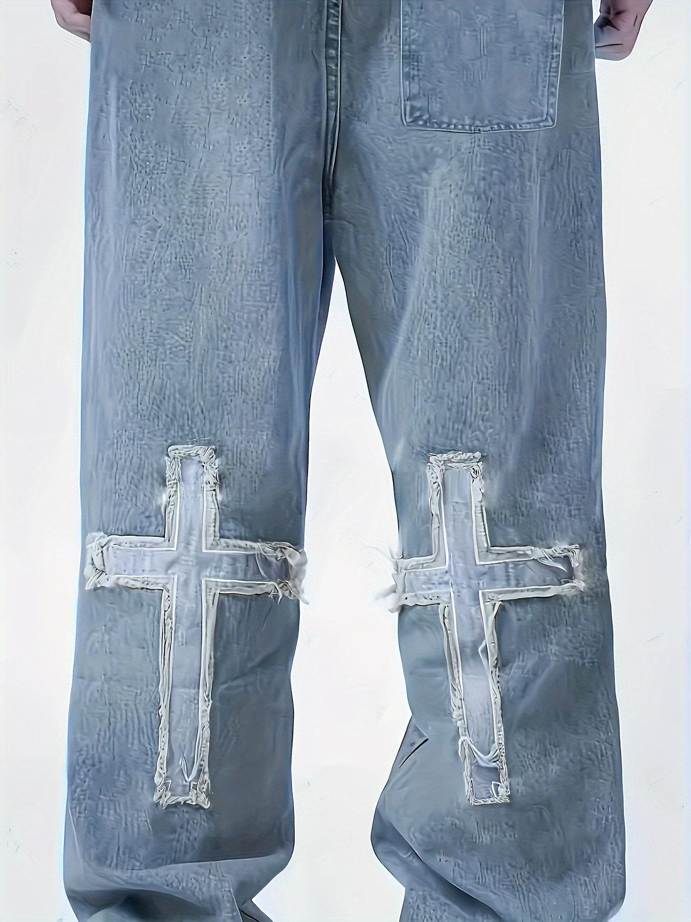 Denim with Embroidered Cross Blue Bible Cover Case with Handle Medium PAIHUIART Jeans Men\u0027S Pants New Ripped Retro Hole Cross Embroidery Casual  Denim Trousers Mens High Street Washed Straight Jeans Pants Asian30 Auburn  :