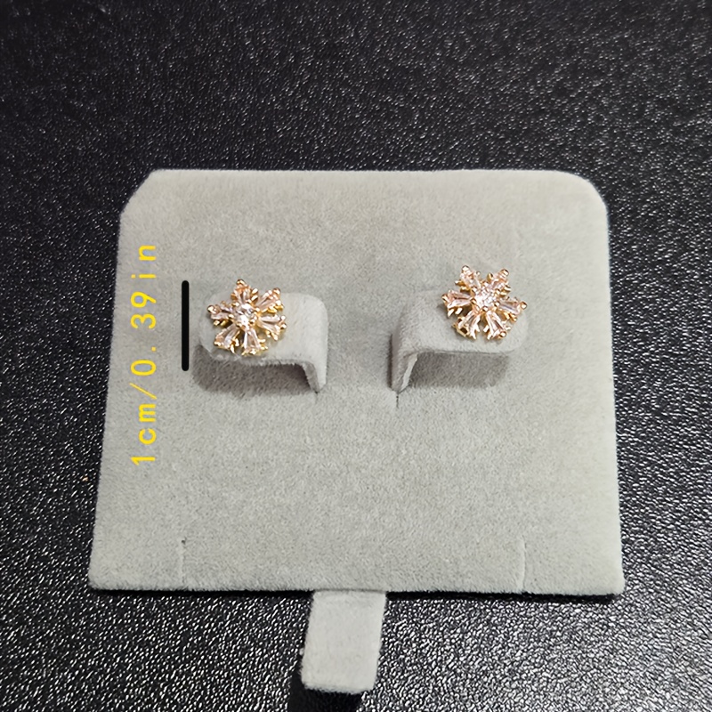 Snowflake Shaped Rhinestone Earrings, 925 Sterling Silver