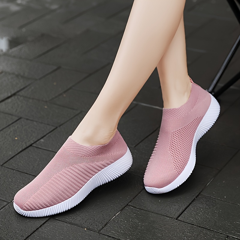 Women\'s Breathable Slip-On Sneakers, Casual Outdoor Sports Fashion Shoes, Comfortable Anti-Slip Training Shoes With Round Toe