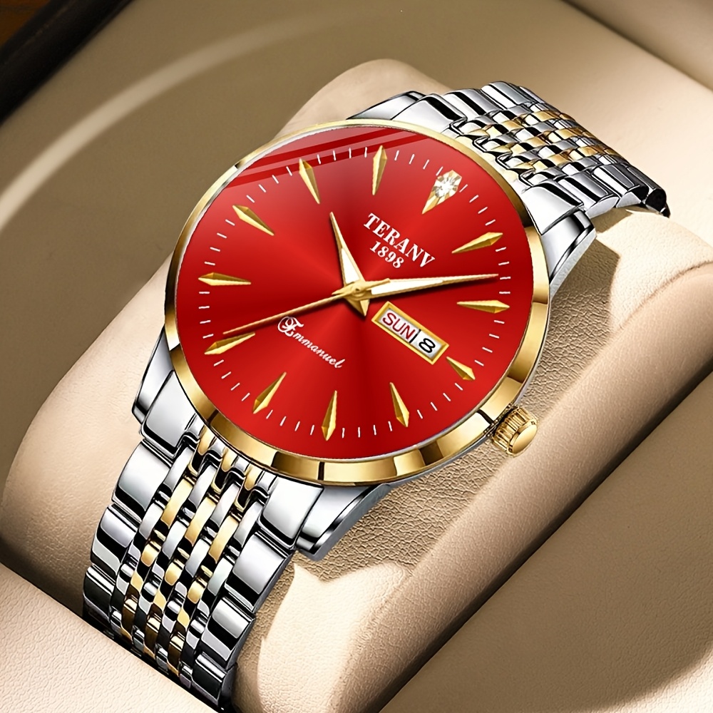 Image of Men'-thin Watch, Men's Luminous Watch, Men's Business And Leisure, Multi Scale, Dual Calendar Dial, Circular Alloy Case, Daily Wear, Christmas, Halloween, Valentine's Day, Gift