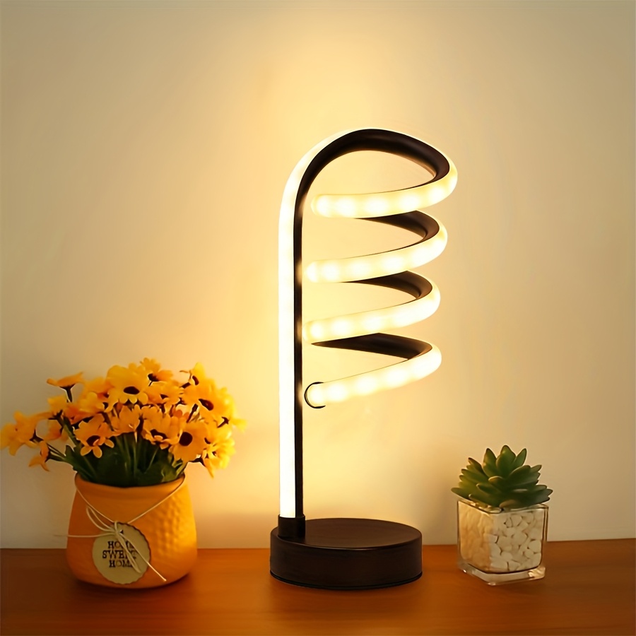 1pc Spiral Led Desk Lamp, Dimmable Control Desk Lamp, Lamps Clearance Deal, 3 , Button Switch, Living Room, Office, Decoration, Birthday.