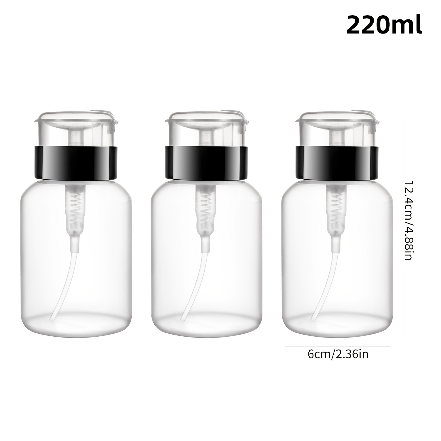 TEMU [3pcs Transparent Plastic Pump Bottles] 3pcs Set Transparent Plastic Pump Bottles, Unscented Refillable Containers For Nail Polish And Makeup