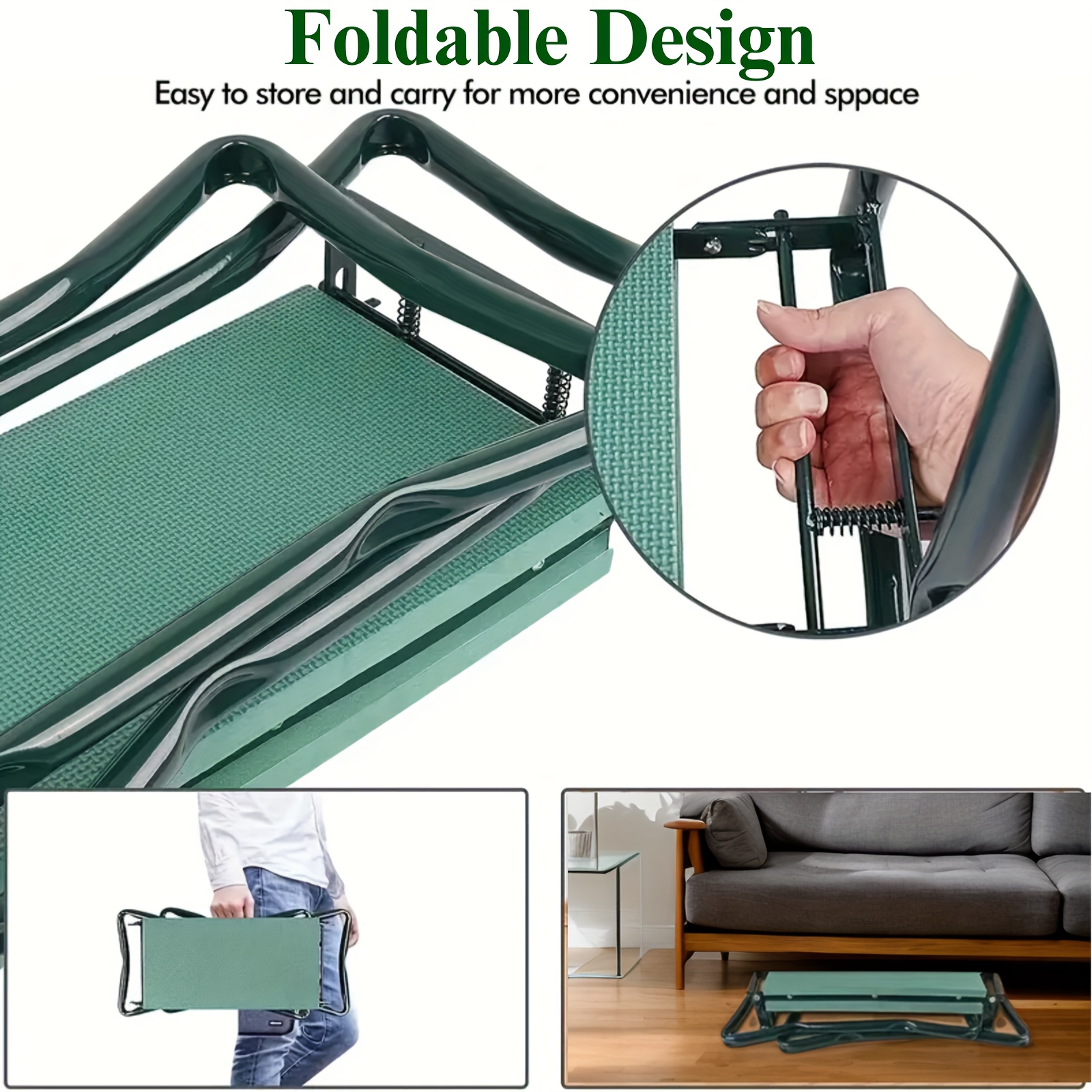 Heavy Duty Foldable 2-in-1 Garden Kneeling Chair W/ 2 Tool Bag - Gardening Bench For Kneeling And Sitting To Prevent Knee & Back Pain - Storage Benches, Gardening Gifts For Women, Grandparents, Seniors, Mom & Dad