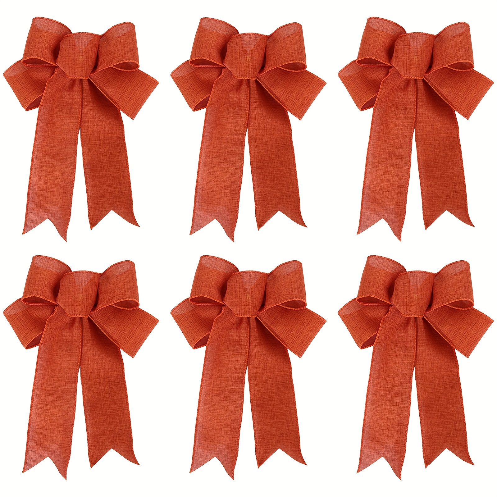 

6 Pcs Christmas Bow - 9.45" X 7.48" Christmas Wreath Bow Christmas Tree Topper Ornament Bow For Christmas Home Wreath Tree Decoration