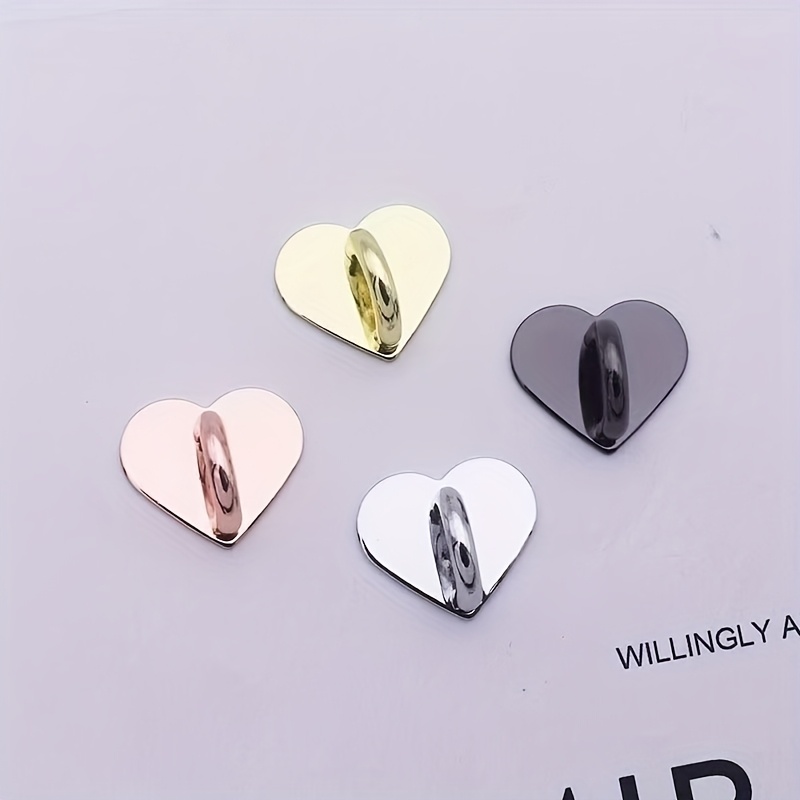 4pcs Heart-shaped Metal Phone Accessories | Alloy Phone Ring, Love Pendant Hook, Keychain Loop, Hook For Hanging Supplies