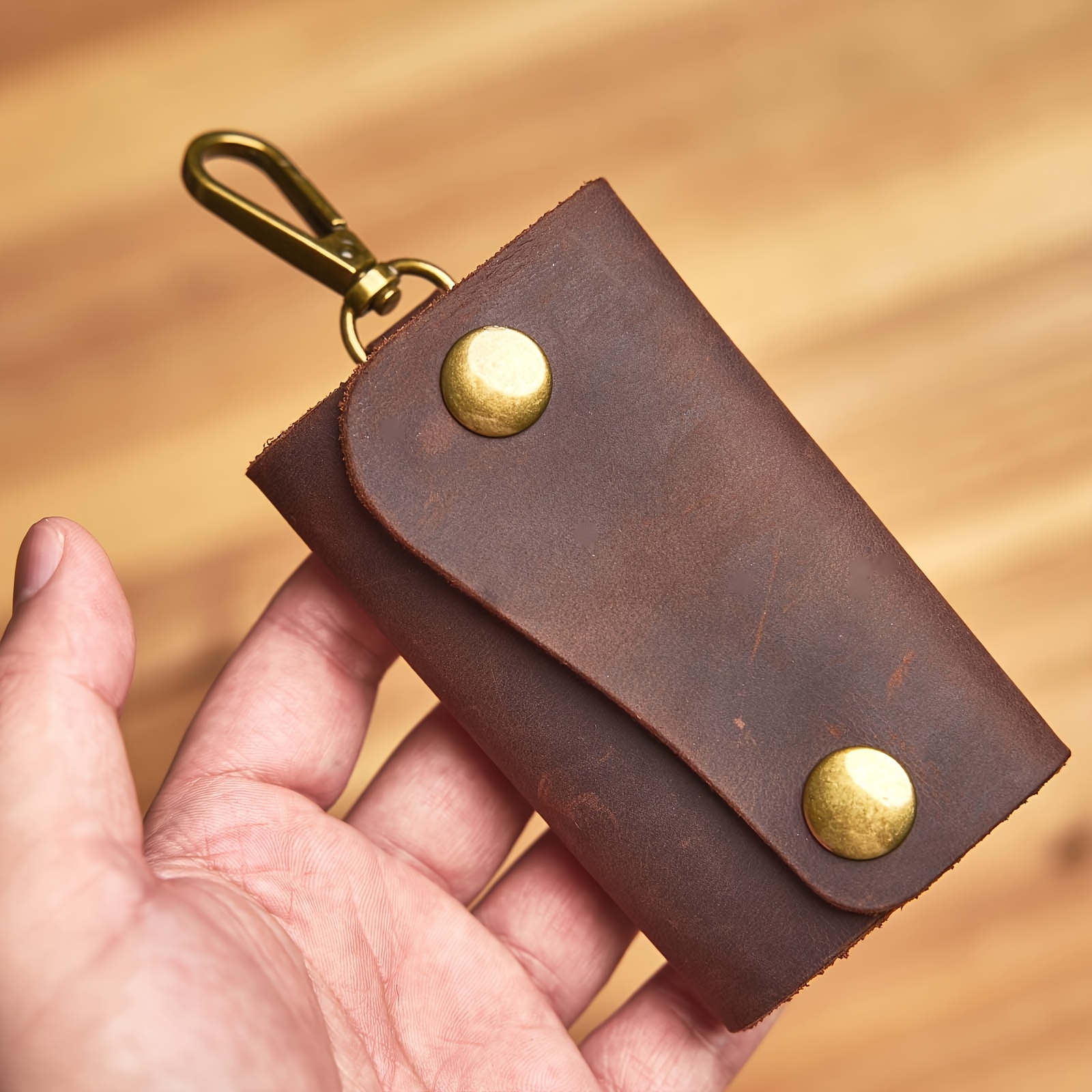 E-shop ., Herren Retro Handgefertigtes Echthaftes Leder Schlüsselgehäuse, Oberes Lagen Rindsleder Schnalle Schlüsselgehäuse, Retro Altes
