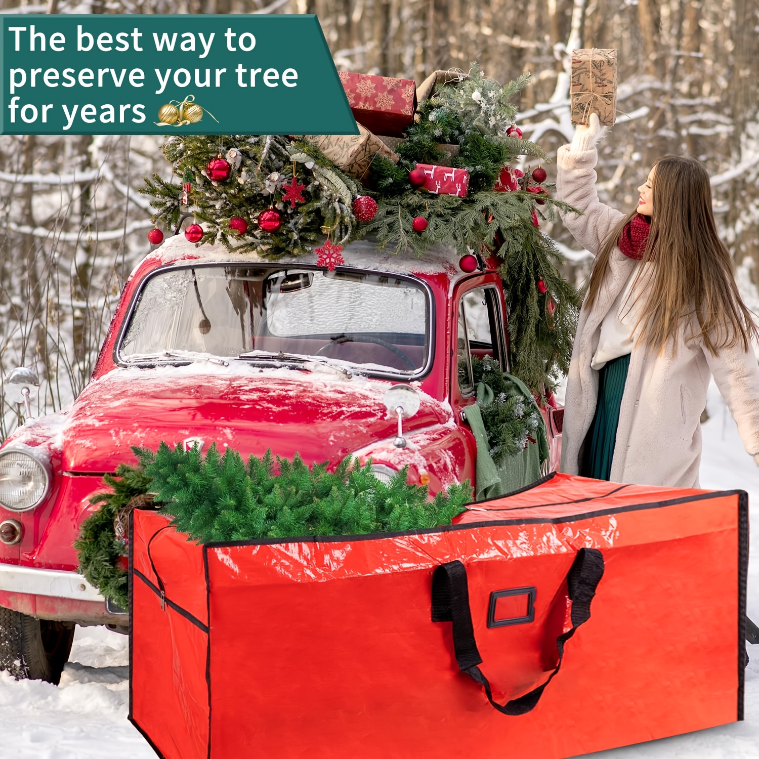 Sac De Rangement Pour Sapin De Noël - 2 Tailles (127cm Ou 152cm) - Tissu Oxford Avec Fermeture éclair Et Poignées Renforcées - 11