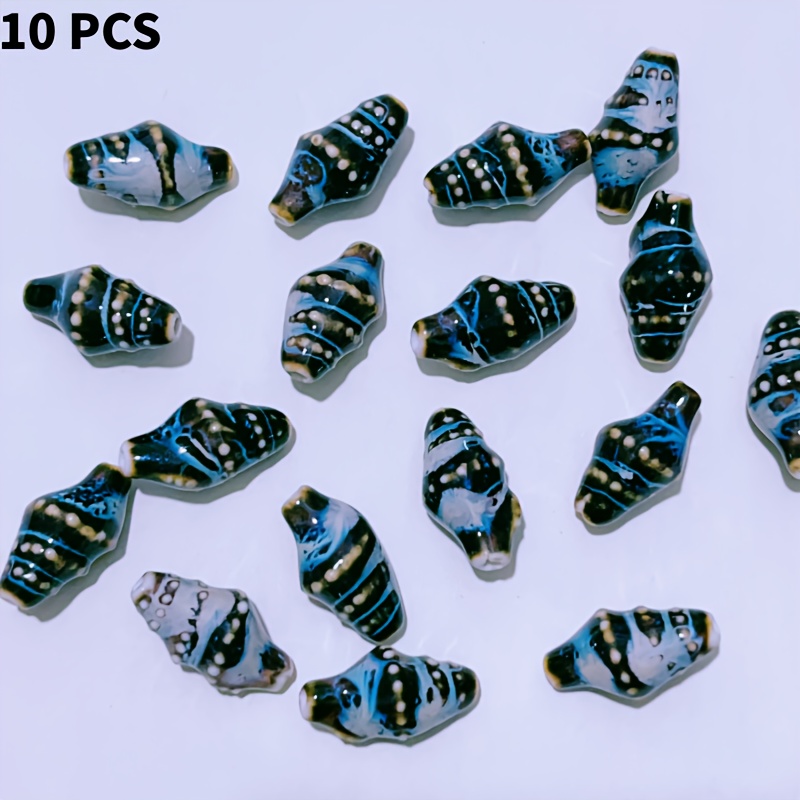 Black Ocean Series Ceramic Beads, 10 Pcs for Handmade Jewellery