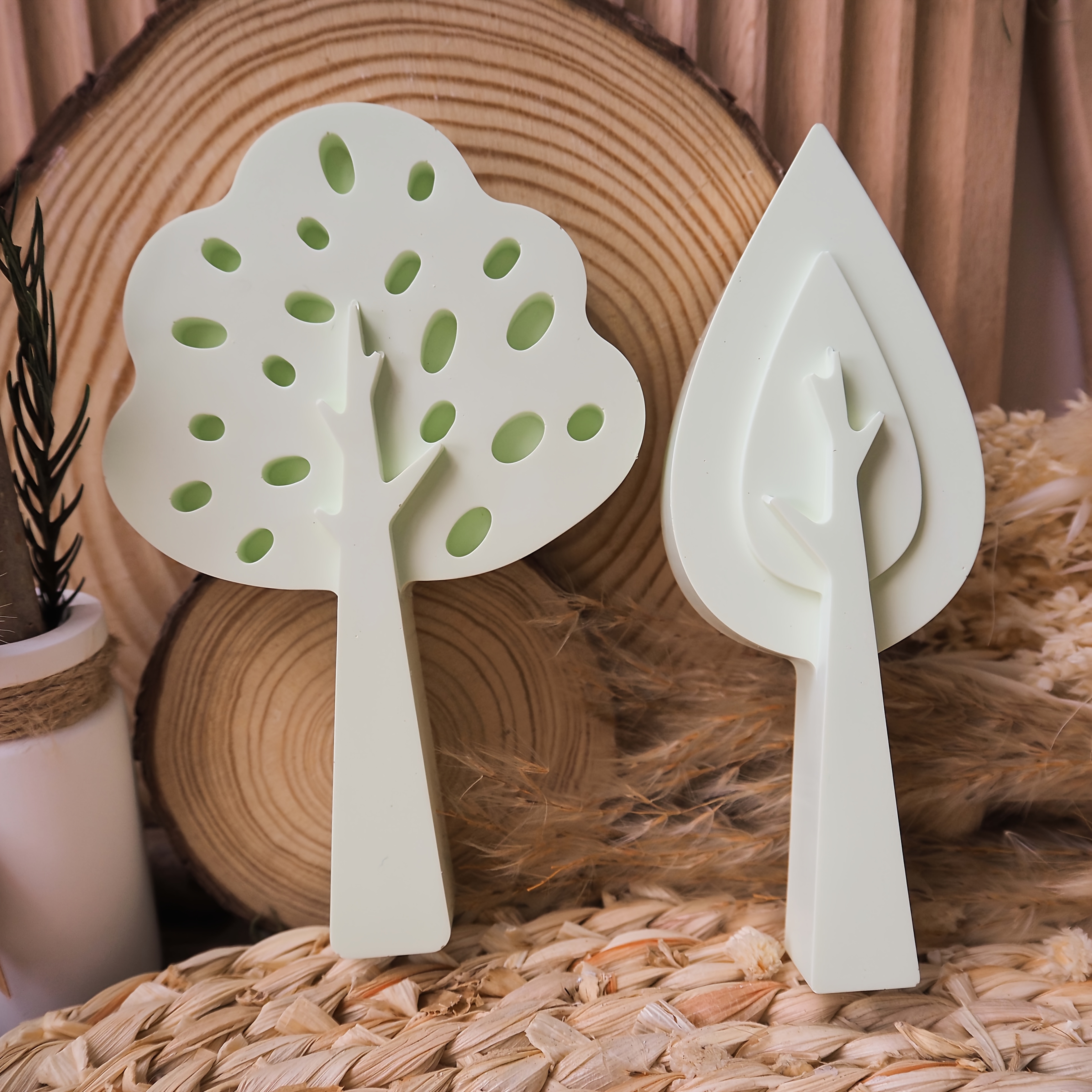 

2pcs Tree Silicone Mold, Diy Concrete Leaf Silicone Resin Mold For Casting