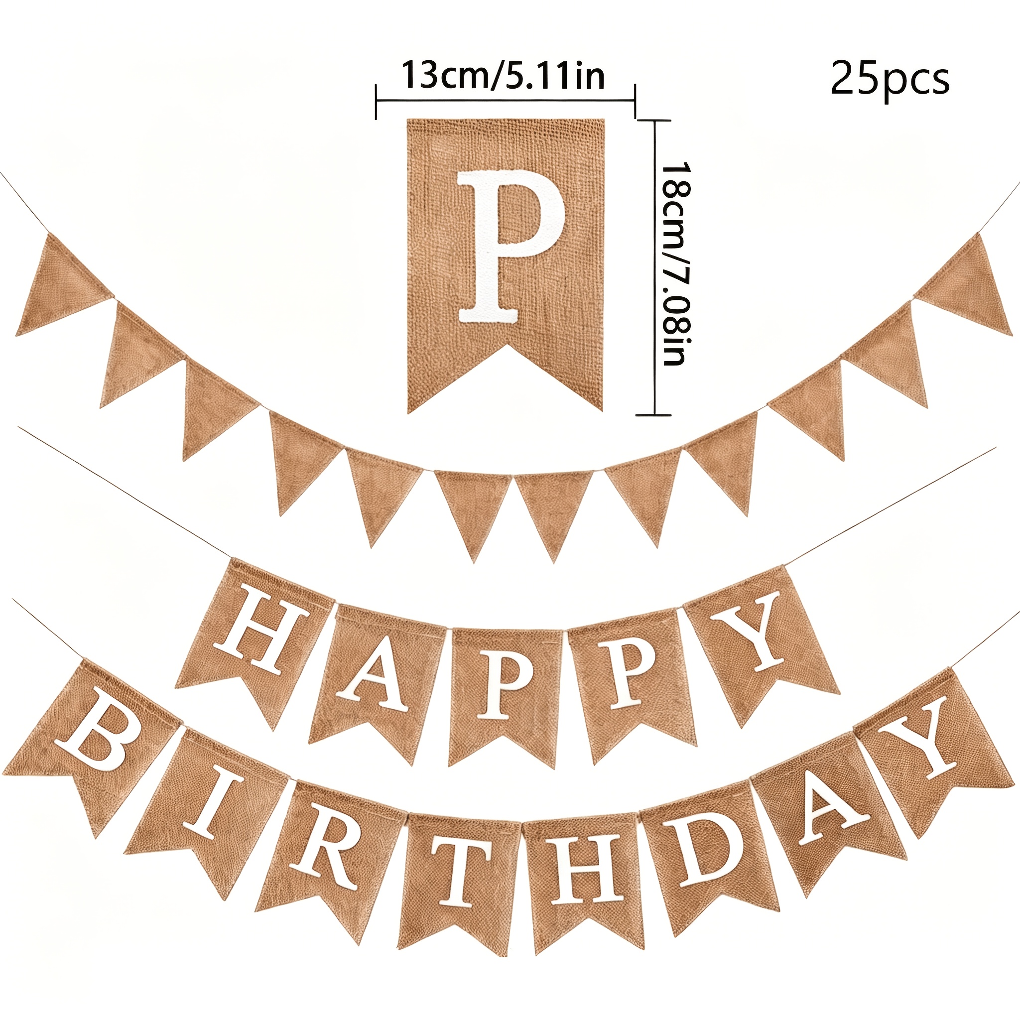 Image of 3pcs Handmade Burlap Birthday Party Banner Pennant Flag, Diy Colorful Birthday Party Decoration, Rainbow Birthday Banner, Rainbow Birthday Party Suppliesfor Christmas And Halloween