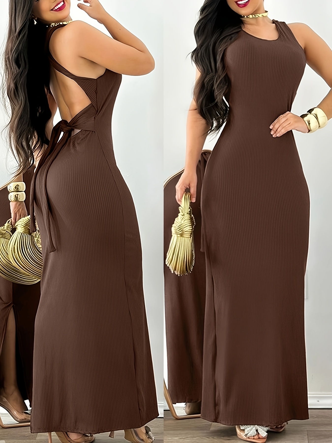 womens dress collarless sleeveless tie front maxi dress masi 