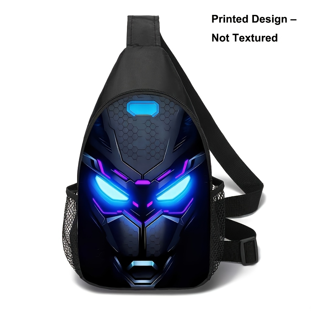 TEMU Printed Design – Not Textured, Cool Printed Pattern Men's Chest Bag, Outdoor Sports Crossbody Bag, Phone Earphone Wallet Organizer, Trendy