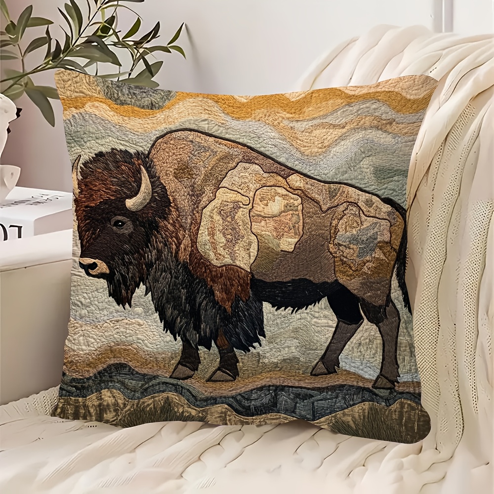 

1pc Vintage Tapestry Design Pillow Cover, 18x18 Inch, Short Plush, Hand Wash, Double-sided Decorative Throw For Room Types, Polyester, Woven, Excludes Pillow Insert - Dcgj0056