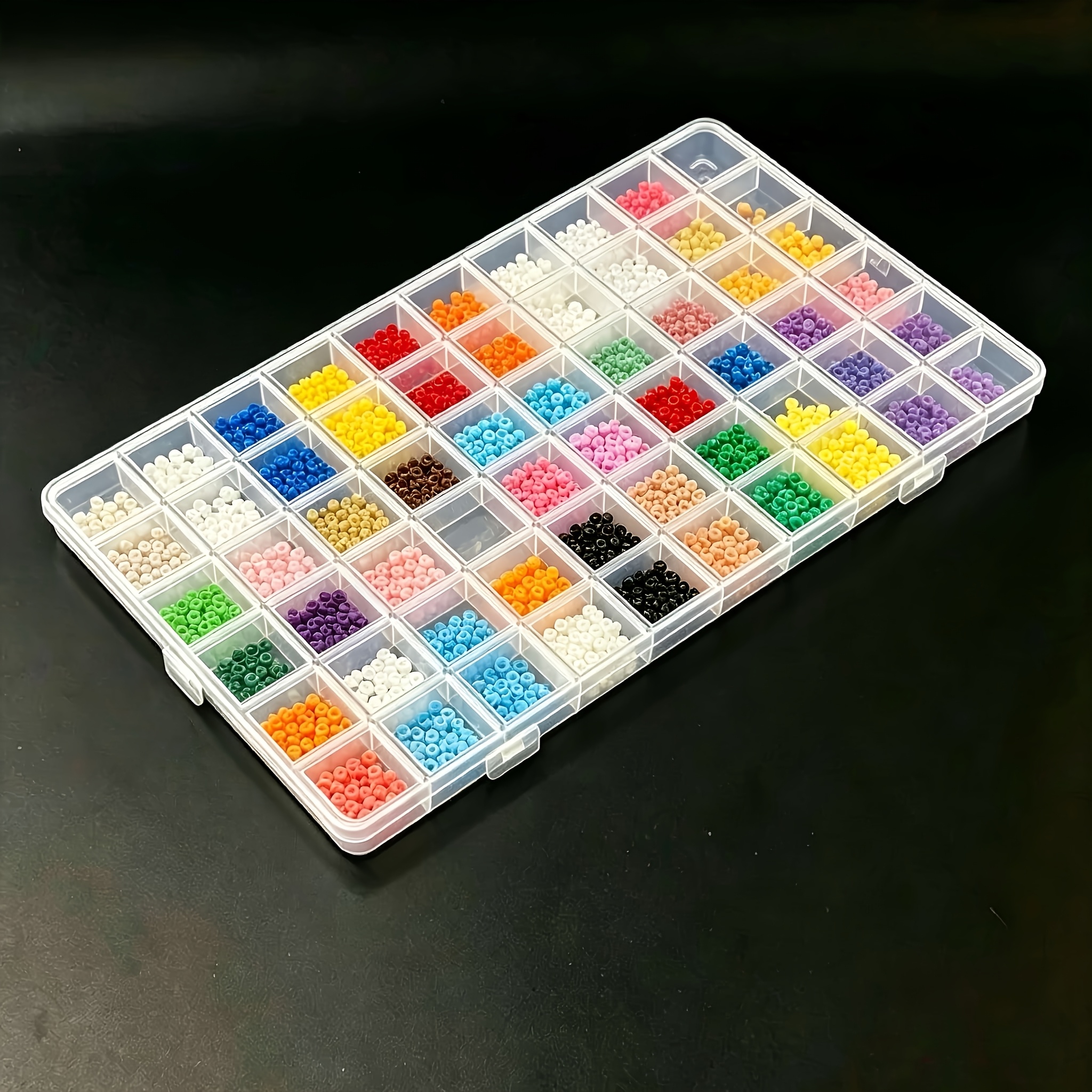 TEMU 60-Fächer Transparente Aufbewahrungsbox aus Kunststoff im modernen Stil mit Deckel - Robuster Organizer mit mehreren Fächern für Schmuck,