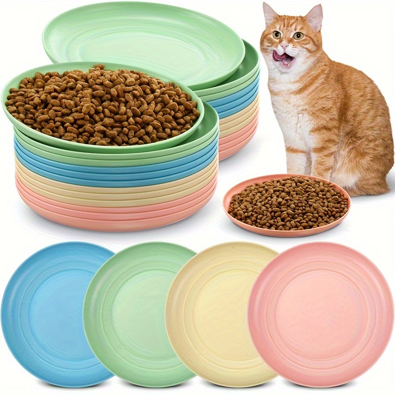 

4pcs/8pcs, Cat Bowl 6 Inches (about 15cm) Light Cat Food Plate Cat Wet Feeding Bowl Wide Small Pet Plate Suitable For Kittens And Short-legged Cats, (retro Color, Round)