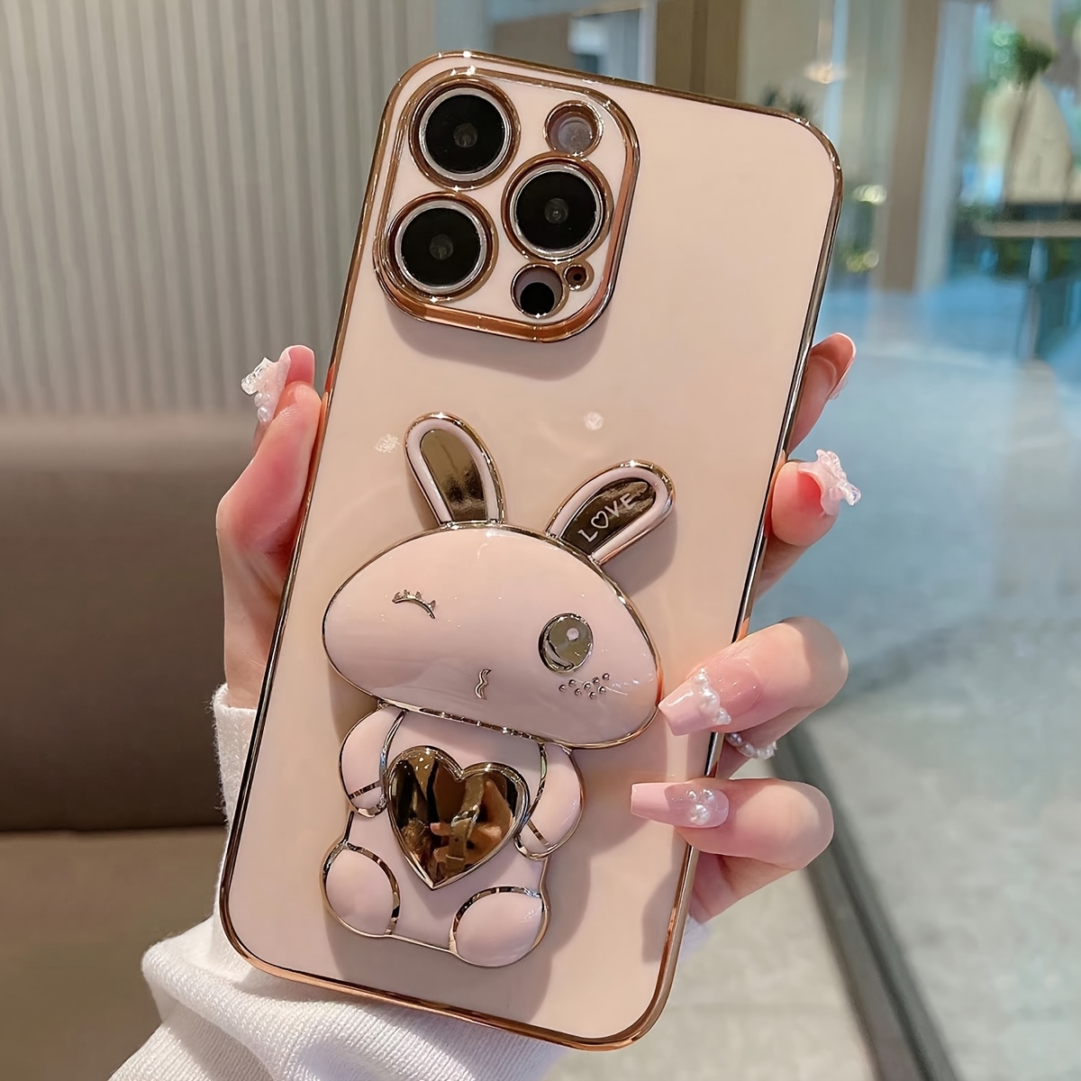 

A And Electroplated Rabbit Stand For Iphone 11, Iphone 13, Iphone 14, Iphone 13 , Iphone 14 , Iphone 15, Iphone 15 Pro, Iphone Max, , Pro, , And .