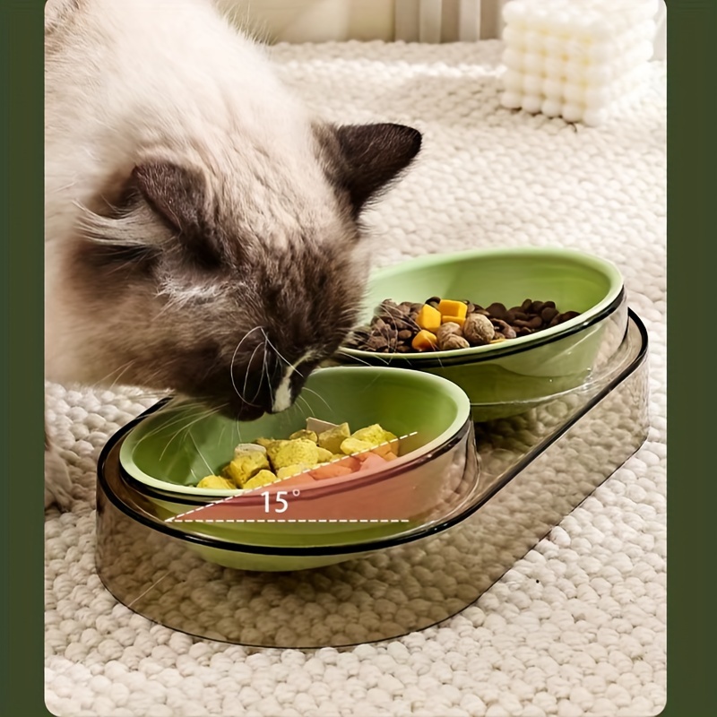 

2-in-1 Transparent Cat Feeding Bowls With Elevated Stand - Non-slip, Pp Material, Dual Bowls For Food & Water, Cats And Small Pets, Cat Food Bowl