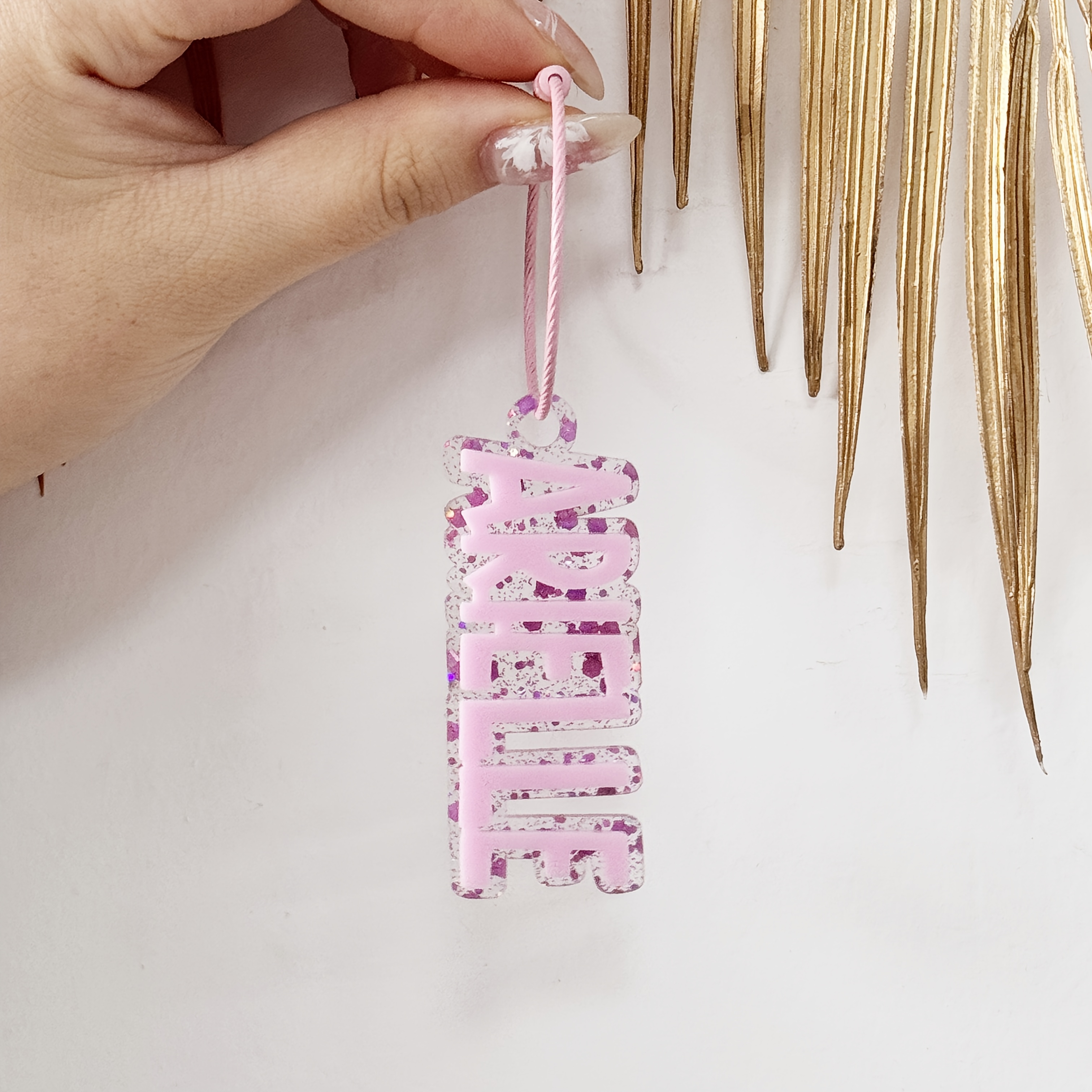 TEMU Custom Acrylic Name Keychain With Glitter Personalized Alphabet Pendant Durable & Stylish Ideal For Backpacks & Party Favors Perfect Gift For , Graduation, Birthdays, Personalized Gifts