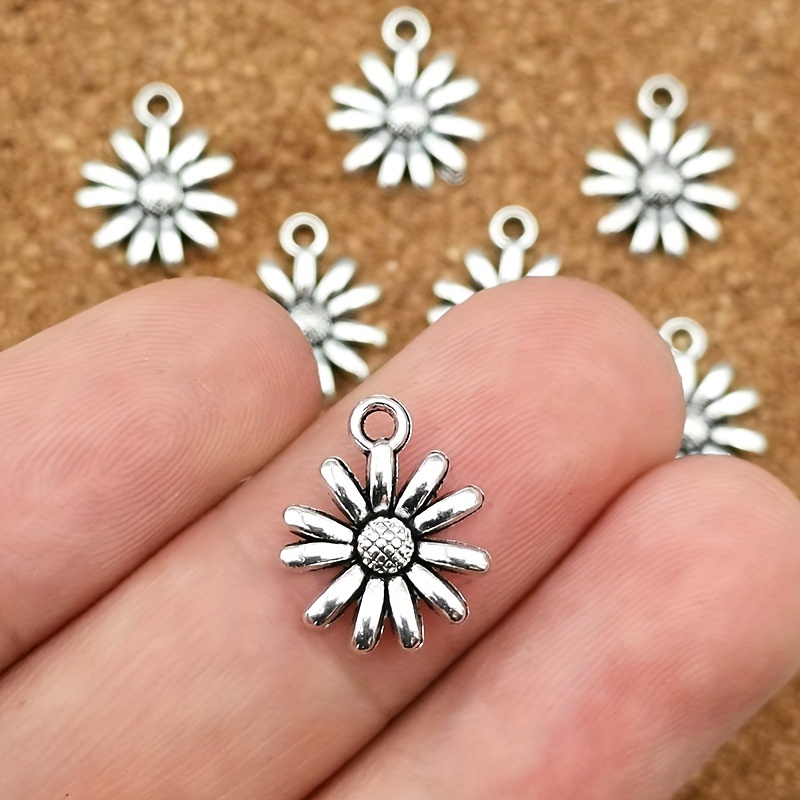 

20pcs Antique Silvery Daisy Charms, 14x11mm - Making, Earrings, Bracelets, Necklaces & Keychains