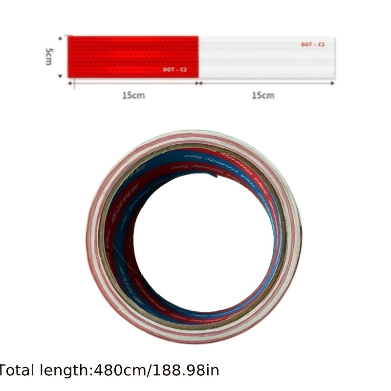 Image of Self-adhesive -the-dark Tape - High-visibility Reflective Warning Stickers With Glow Lines, Red/white For Floors, Doors, Walls - Night Decals For & Business (no Tools Needed)