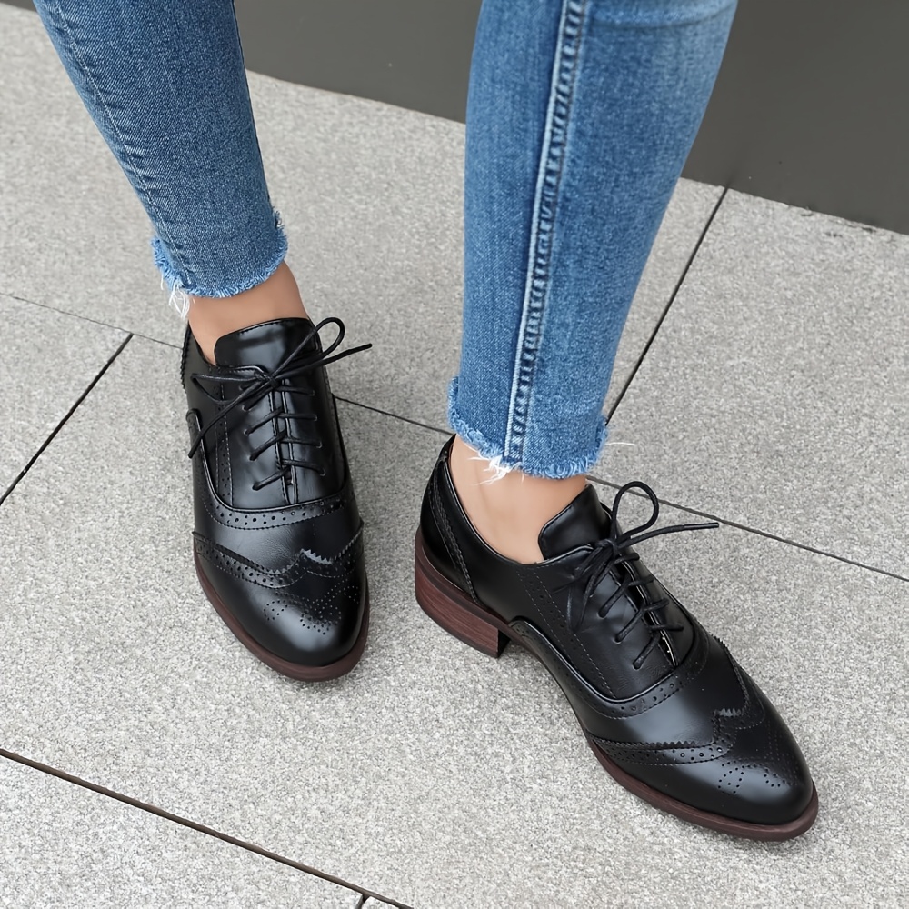 Women's Flats Oxfords Women's Perforated Lace-Up Wingtip Vintage Shoes  Comfortable And Suitable for Casual Formal Offices, Women Shoes