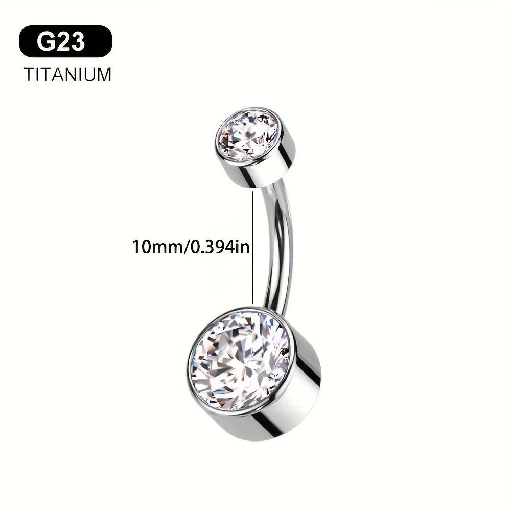 E-shop 14G G23 Titanium Nabelring, eleganter und sexy Mode, interner Gewindekopf, doppelter runder synthetischer Cubic Zirkonia Nabelring,