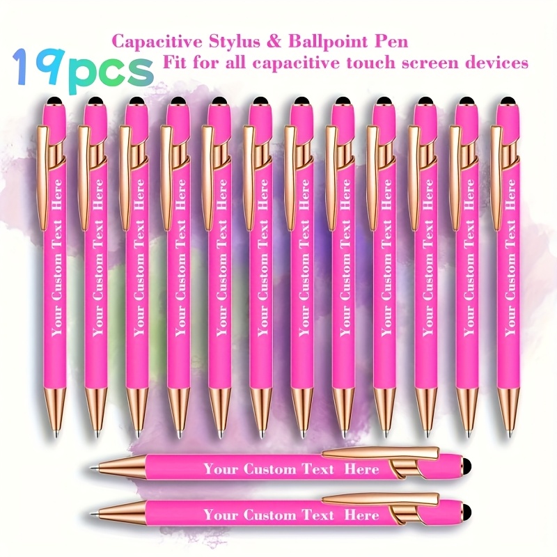 TEMU [19pcs Custom Engraved Ballpoint Pens] 19-pack Custom Engraved Ballpoint Pens - Personalized Name & Inspirational Messages, Medium Retractable