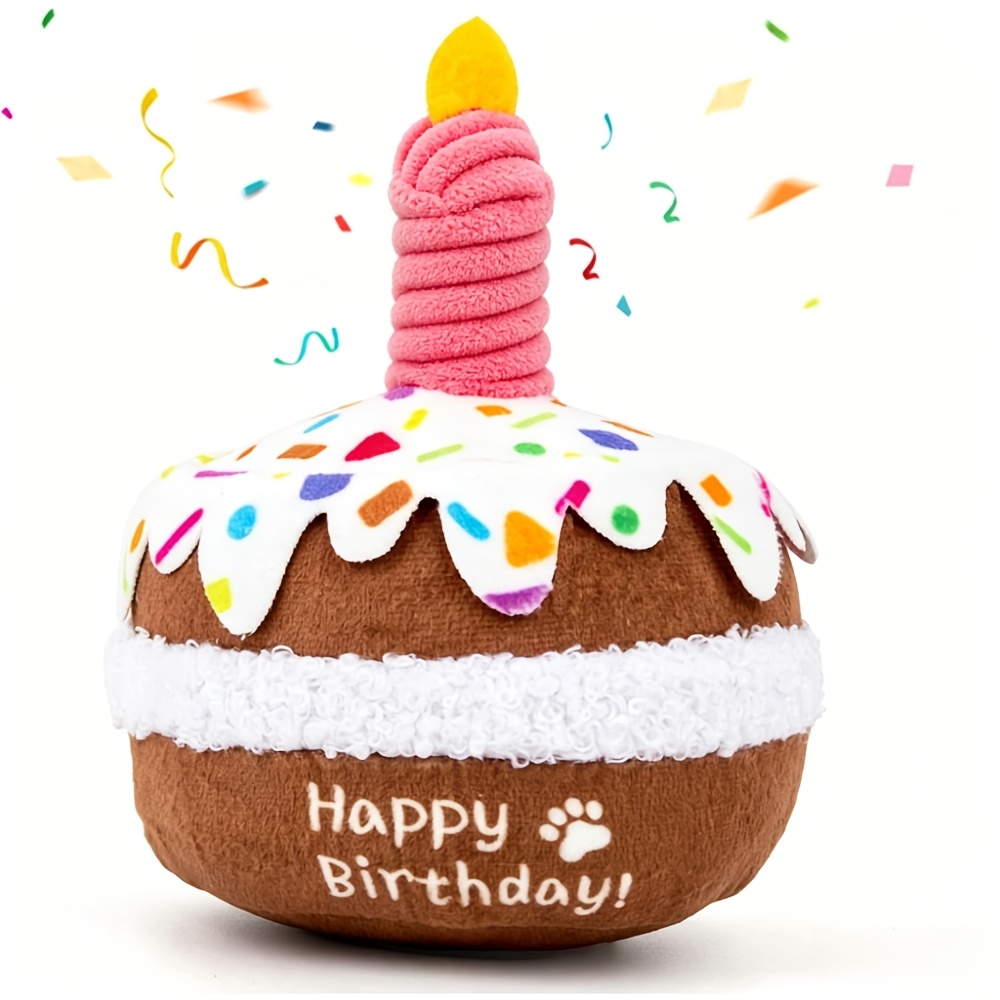 Image of Dog Birthday Toy, Birthday Cake Toys For Puppy Gifts, Squeaky Plush Dog Toys