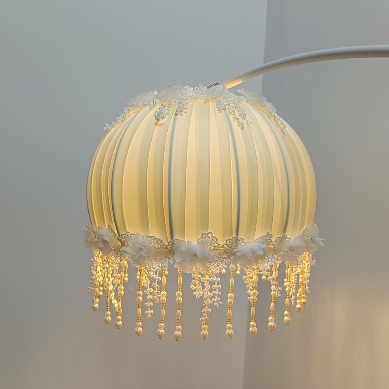 elegant cream and golden   chandelier shade with handcrafted rosette pendants modern   for   hanging lamp settings   accessory     details 6