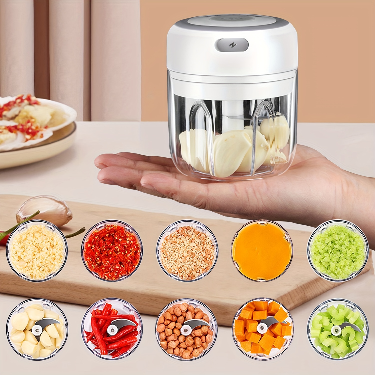 Mini Electric Garlic Grinder Portable Food Press Mincer Seasoning Masher Spice Chopper Kitchen Accessories