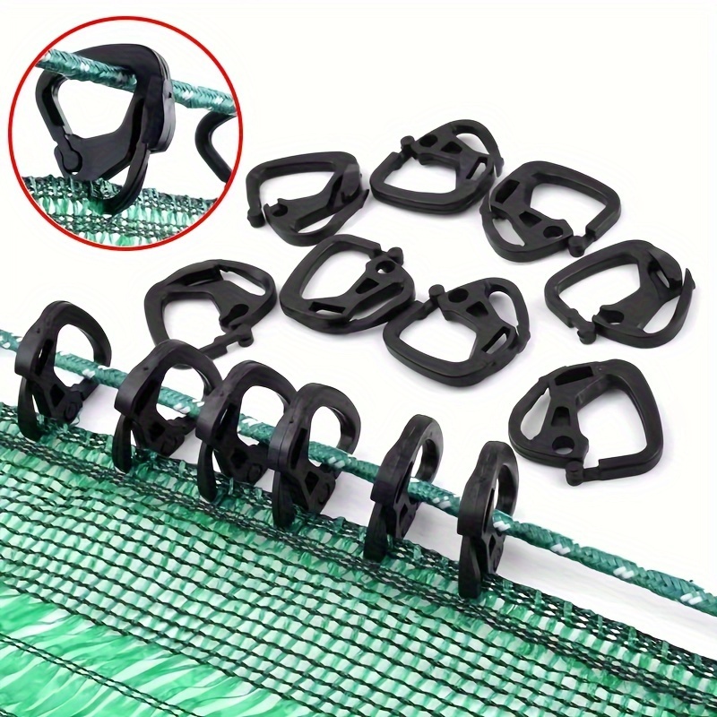 

30pcs Black Alloy Plastic Greenhouse Sunshade Net Hooks, Durable Cable Clips For Outdoor Shading System, Lock Size Garden Shade Cloth Hangers