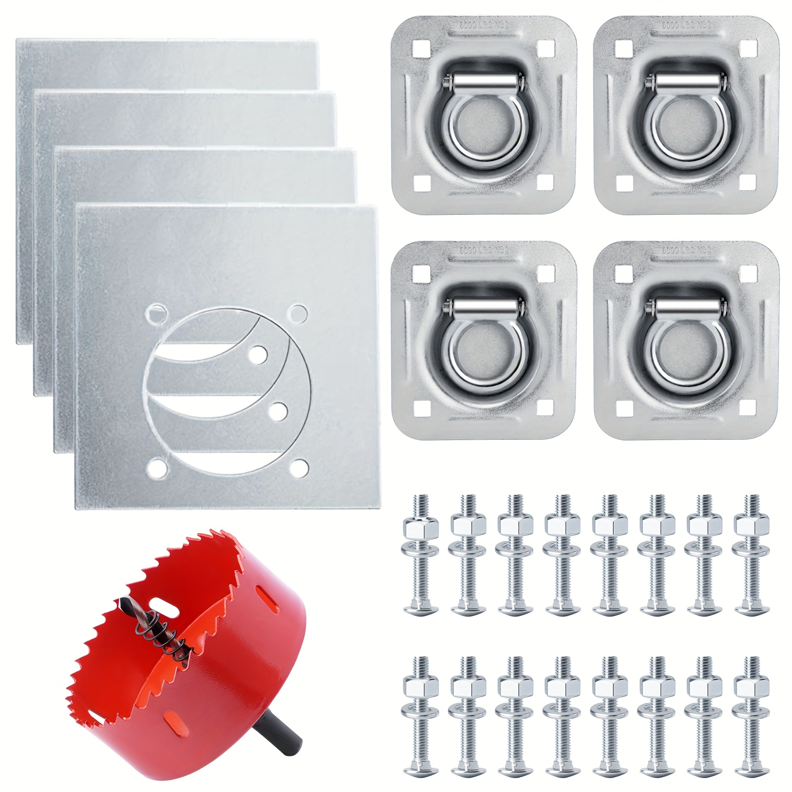 4 Pack Recessed D Ring Tie Down Anchor Kit, Trailer Tie Down Anchor Heavy Duty With Drill For Trailer Truck Cargo Pickup Boats (6, 000 Lb. Capacity)