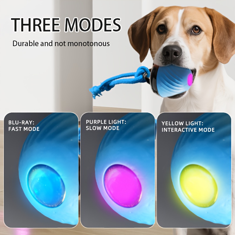 1 interactive ball toy sports bite resistant dog ball usb charging tail rope with barking indoor pet rolling game suitable for small medium sized dogs relieves boredom and stimulates chewing Product details 8
