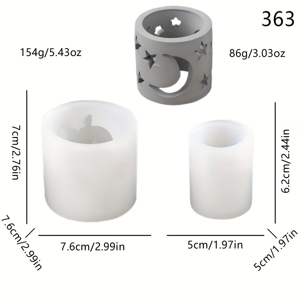 Image of 1pc Hollow Star Moon Creative Decoration Tea Wax Lamp Shade Plaster Ornament Silicone Mold