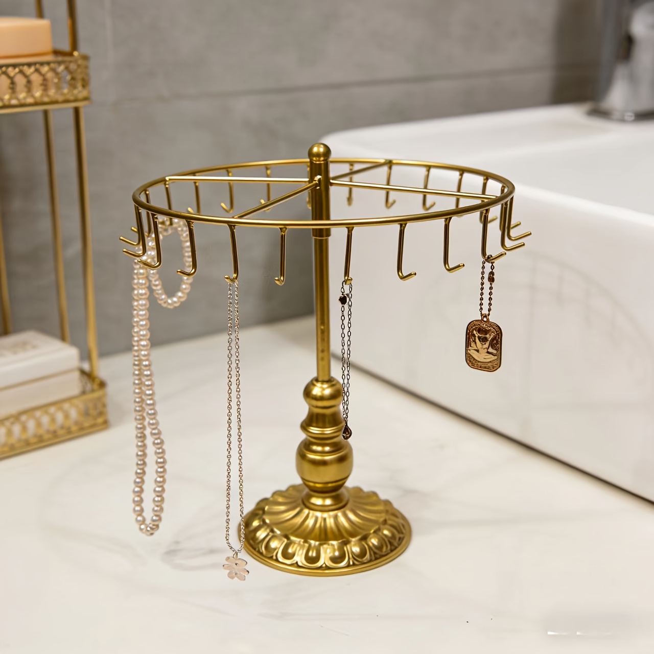 Rotating Jewelry Display Rack for Necklaces and Bracelets